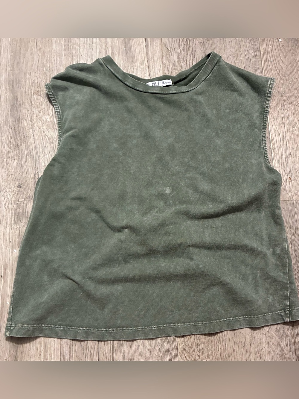 Sleeveless Crop Tank in Olive Green